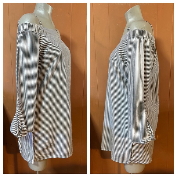 NWT Romeo + Juliet Couture Striped Off Shoulder Dress M - Picture 3 of 7